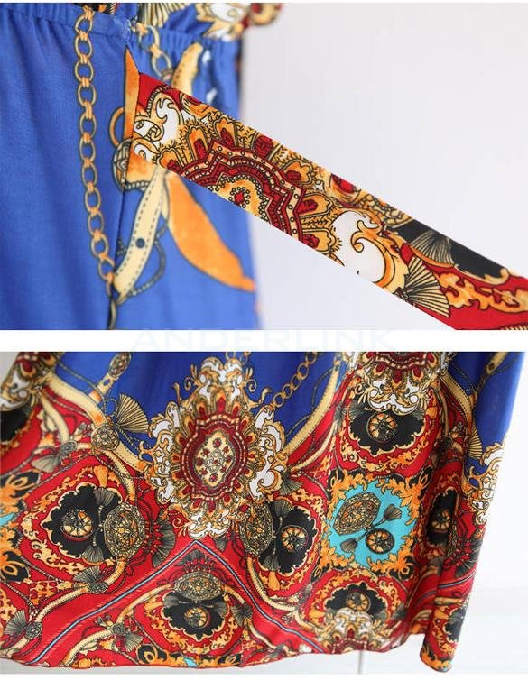 Women Lady Bohemian Hawaiian Deep V-neck Beach Long Maxi Dress Sundress Skirt