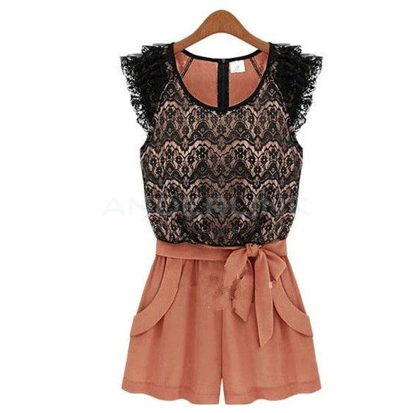 unknown New Fashion Sweet Women's Girl Short Pant Lace Jumpsuits 2 Colors