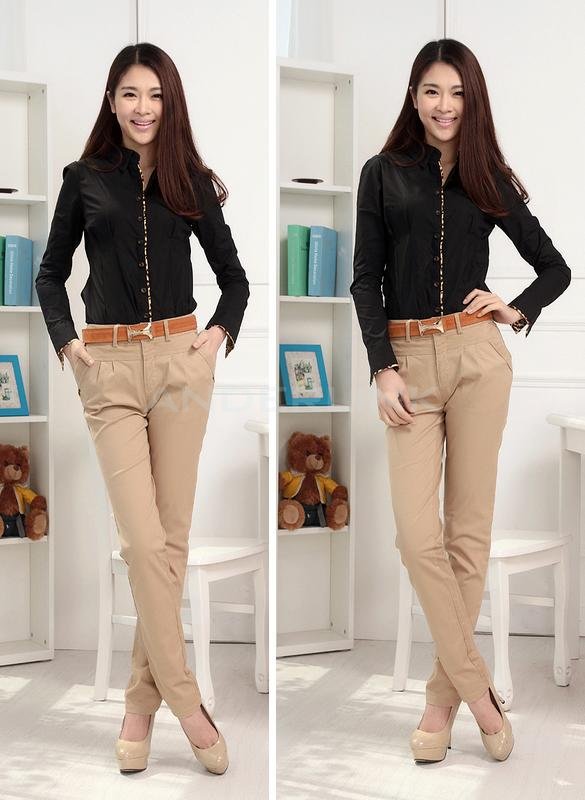 Women Career Leopard Long Sleeve Slim OL Cotton Shirt Blouse Tops