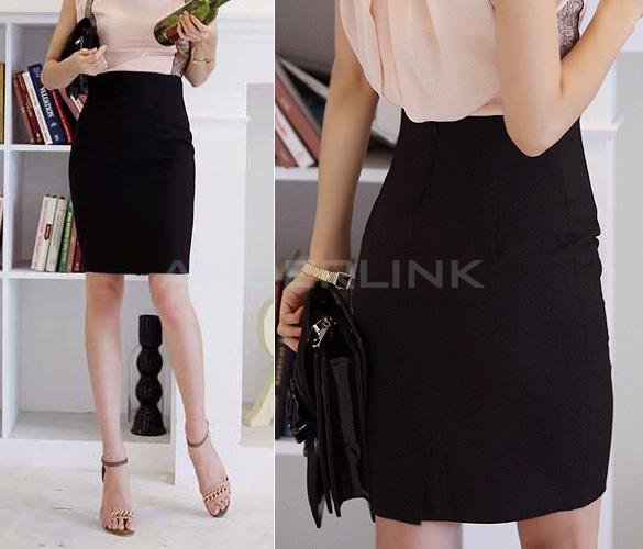 unknown Office Lady Women's High Waist Pencil Skirt Slim Bag Hip Knee-length