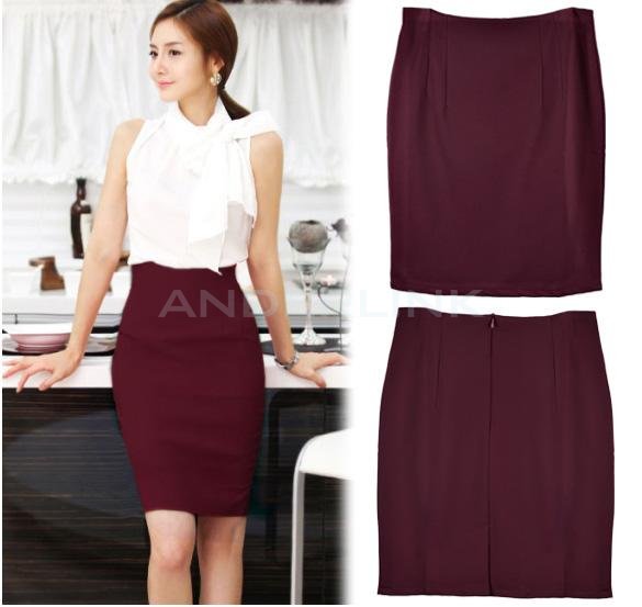 Office Lady Women's High Waist Pencil Skirt Slim Bag Hip Knee-length
