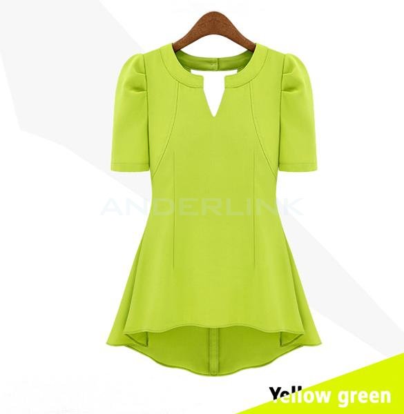 unknown New Fashion Women Lady Candy Colors Short Sleeve V-Neck Chiffon Shirt Tops Blouse