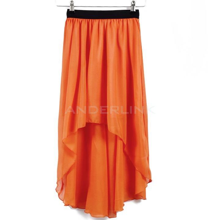 unknown Women Girl Sexy Asymmetric Dovetail Chiffon Long Skirt Elastic Waist Band