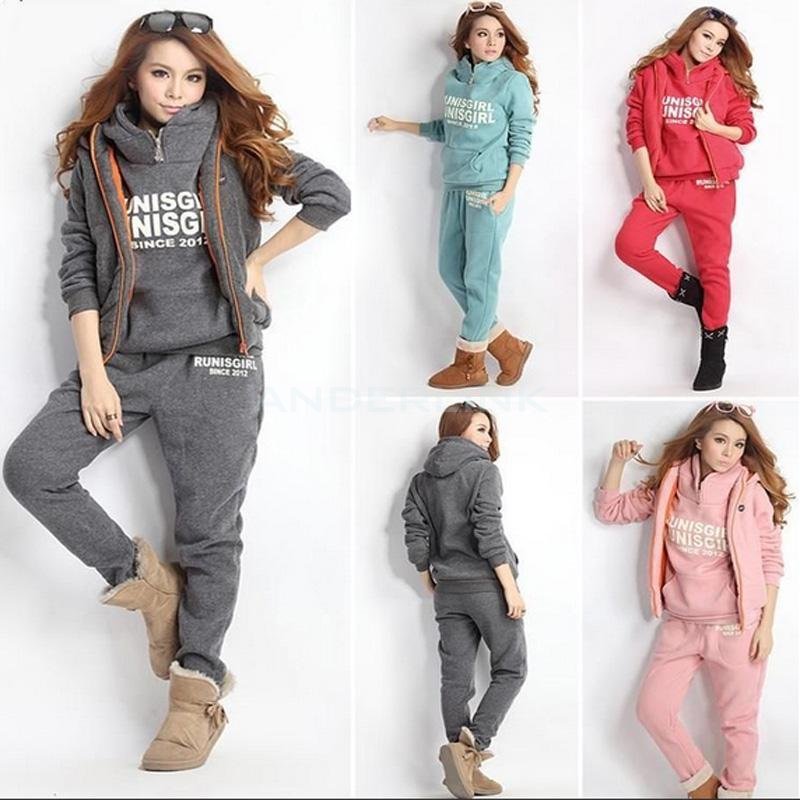 New Women Autumn Stylish hoodies Suit Thickening Leisure Sports Hoodie Hoody + Pant + Vest 3pcs sets