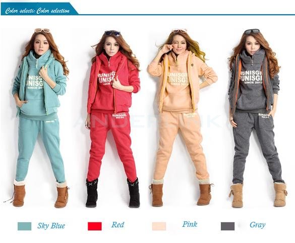 New Women Autumn Stylish hoodies Suit Thickening Leisure Sports Hoodie Hoody + Pant + Vest 3pcs sets