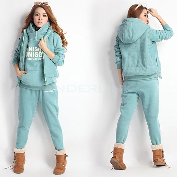 New Women Autumn Stylish hoodies Suit Thickening Leisure Sports Hoodie Hoody + Pant + Vest 3pcs sets