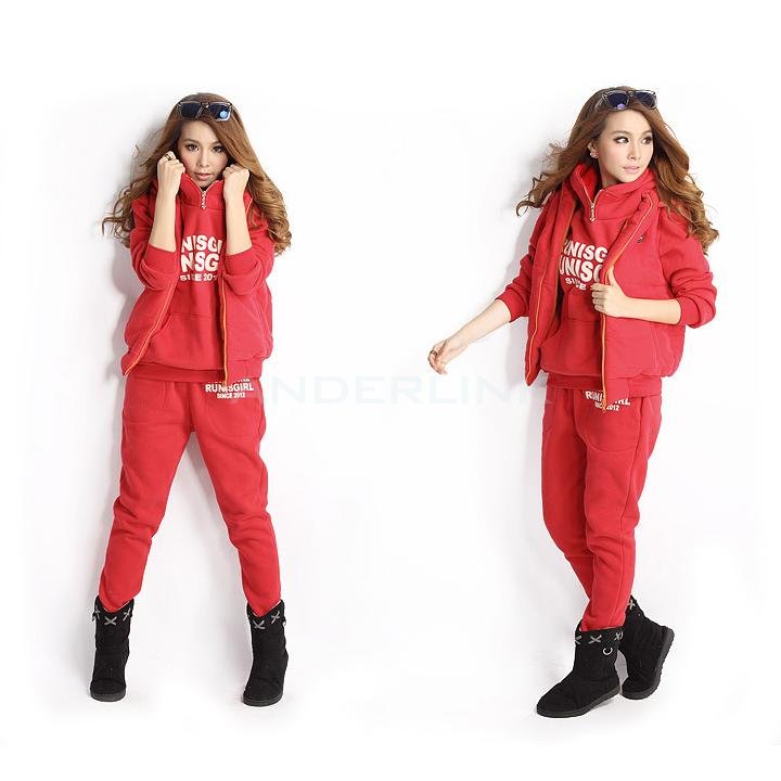 unknown New Women Autumn Stylish hoodies Suit Thickening Leisure Sports Hoodie Hoody + Pant + Vest 3pcs sets