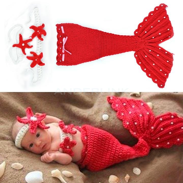 unknown Newborn Infant Baby Crochet Wool Suit Clothes Photo Prop Outfits Animal Design Red