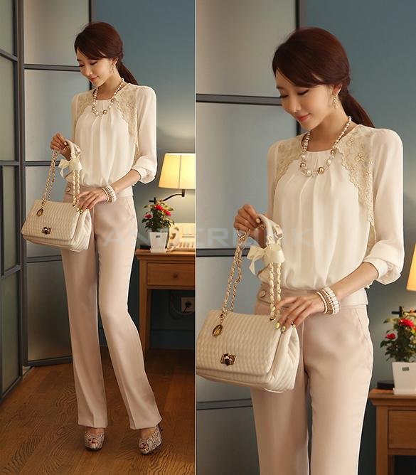 unknown Fashion Women Long Sleeve Embroidered Chiffon Casual Tops Blouse White Shirt