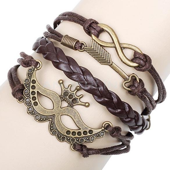 unknown Fashion Infinity Alloy Anchor Rudder Leather Friendship Love Couple Charm Bracelet