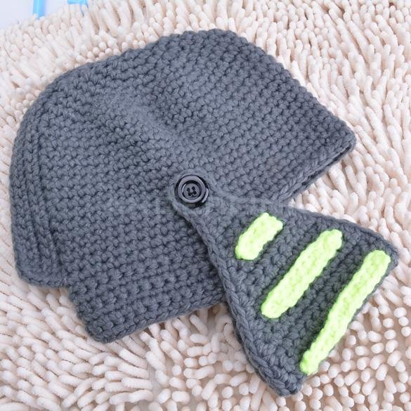 Women Men Boy Buttons Crochet Knit Black Ski Beanie Wool Roman Knight Hat Mask Cap Warm Headwear