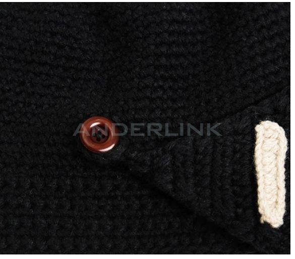 Women Men Boy Buttons Crochet Knit Black Ski Beanie Wool Roman Knight Hat Mask Cap Warm Headwear