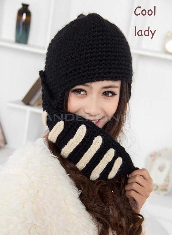 Women Men Boy Buttons Crochet Knit Black Ski Beanie Wool Roman Knight Hat Mask Cap Warm Headwear