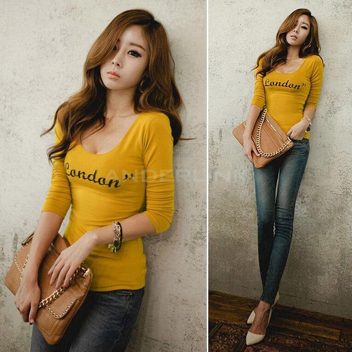 unknown Women's Tops Blouse Sexy Evening Party Slim Long Sleeve T-shirt Primer Shirt
