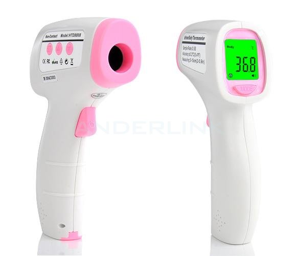 unknown Three-color Backlight Multi-function Digital Non-contact Infrared Forehead Body Thermometer Pink