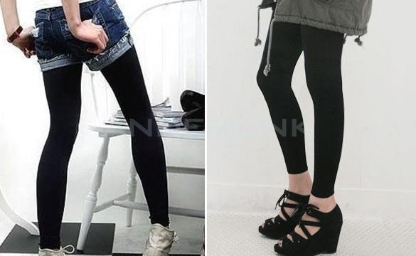 unknown Winter Women Bamboo Carbon Fiber Double Thermal Warm Black Tights Footless Pants Leggings