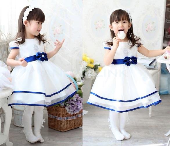 unknown Baby Girl's Kids Lovely Cute Bowknot Short Sleeve Princess Dress