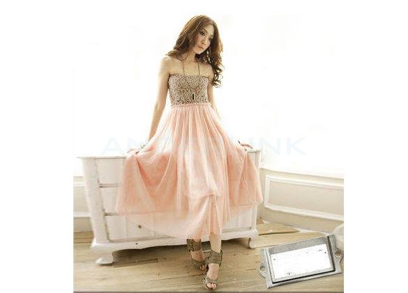 unknown New Women's Ladies Off Shoulder Cocktail Gauze Tube Dress Long Skirt