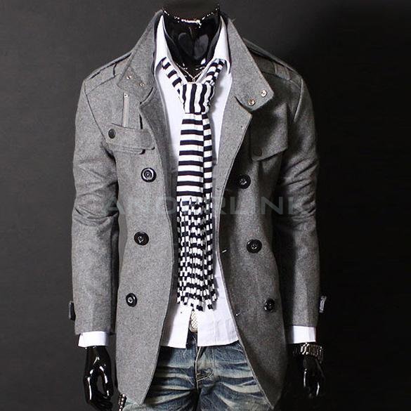 Men Trench coat Jacket Double Pea Breasted Overcoat Topcoat Tops Trenchcoat