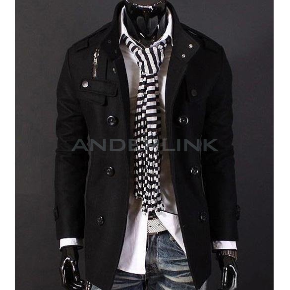 Men Trench coat Jacket Double Pea Breasted Overcoat Topcoat Tops Trenchcoat