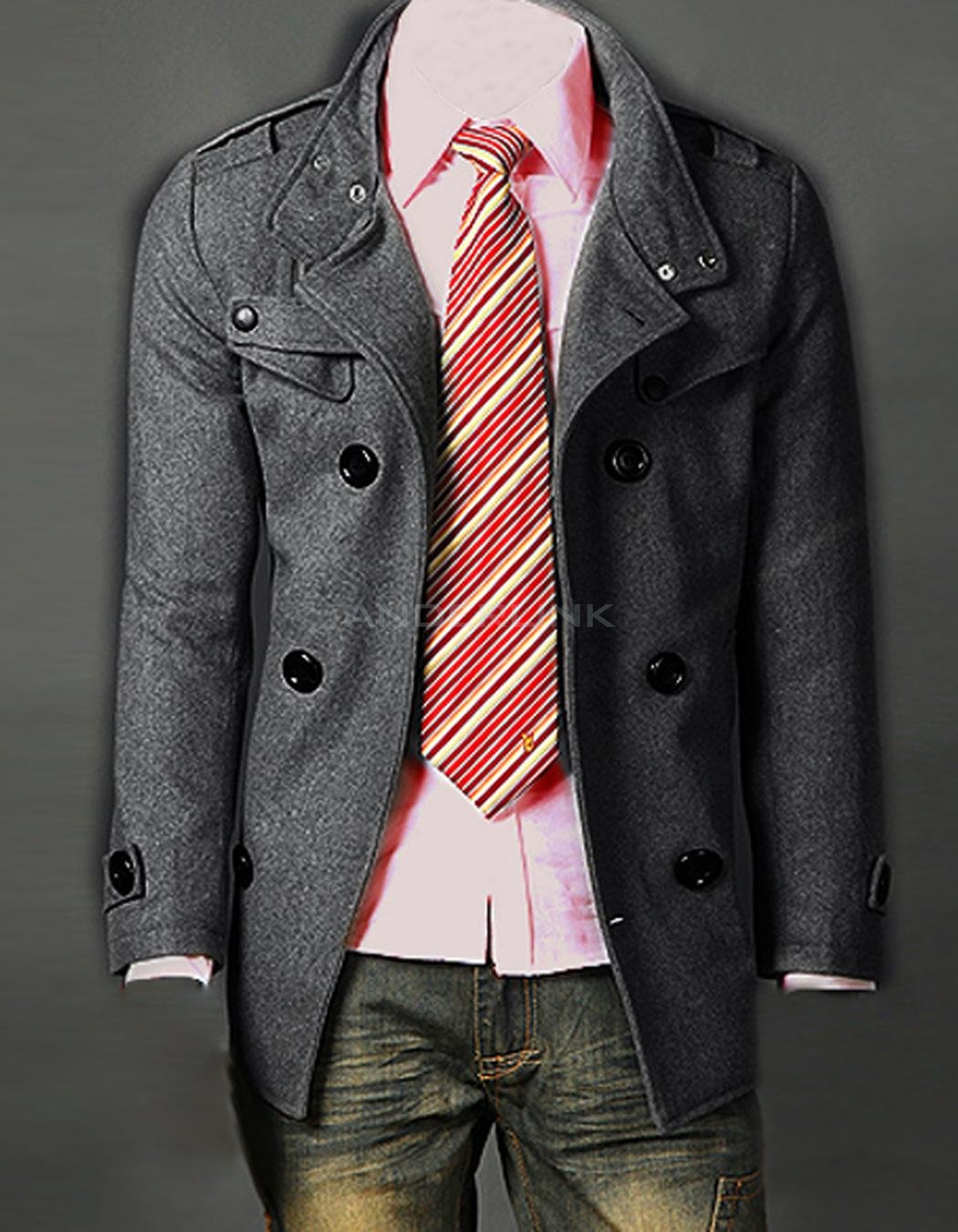 Men Trench coat Jacket Double Pea Breasted Overcoat Topcoat Tops Trenchcoat