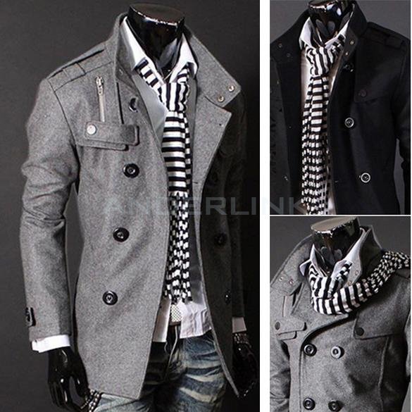 Men Trench coat Jacket Double Pea Breasted Overcoat Topcoat Tops Trenchcoat
