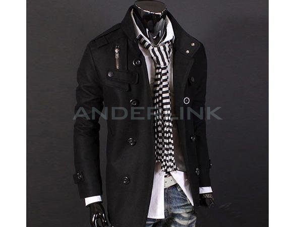 Men Trench coat Jacket Double Pea Breasted Overcoat Topcoat Tops Trenchcoat