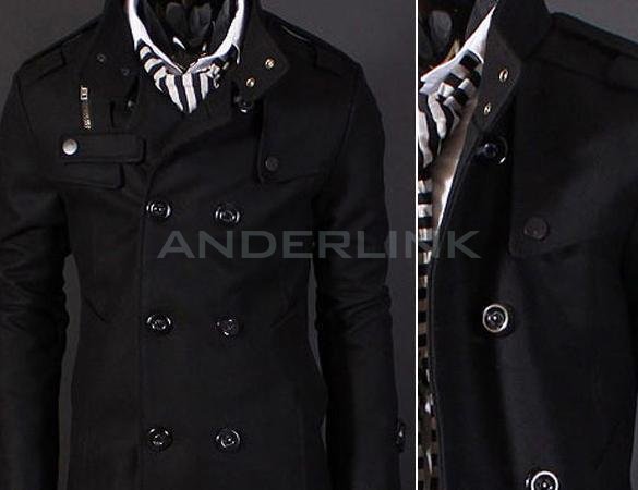 Men Trench coat Jacket Double Pea Breasted Overcoat Topcoat Tops Trenchcoat