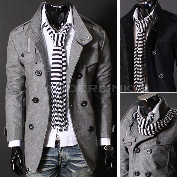 Men Trench coat Jacket Double Pea Breasted Overcoat Topcoat Tops Trenchcoat