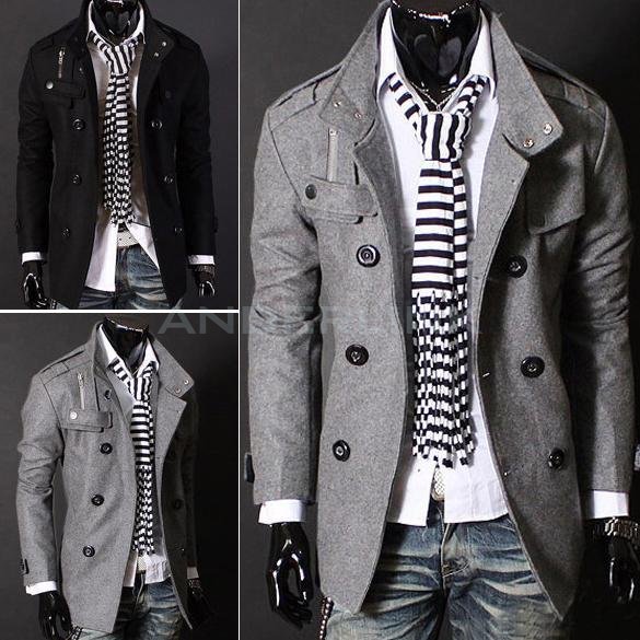 Men Trench coat Jacket Double Pea Breasted Overcoat Topcoat Tops Trenchcoat