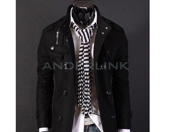 Men Trench coat Jacket Double Pea Breasted Overcoat Topcoat Tops Trenchcoat