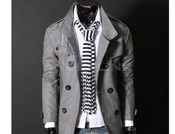 Men Trench coat Jacket Double Pea Breasted Overcoat Topcoat Tops Trenchcoat