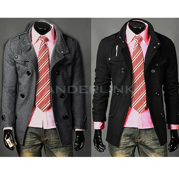 Men Trench coat Jacket Double Pea Breasted Overcoat Topcoat Tops Trenchcoat