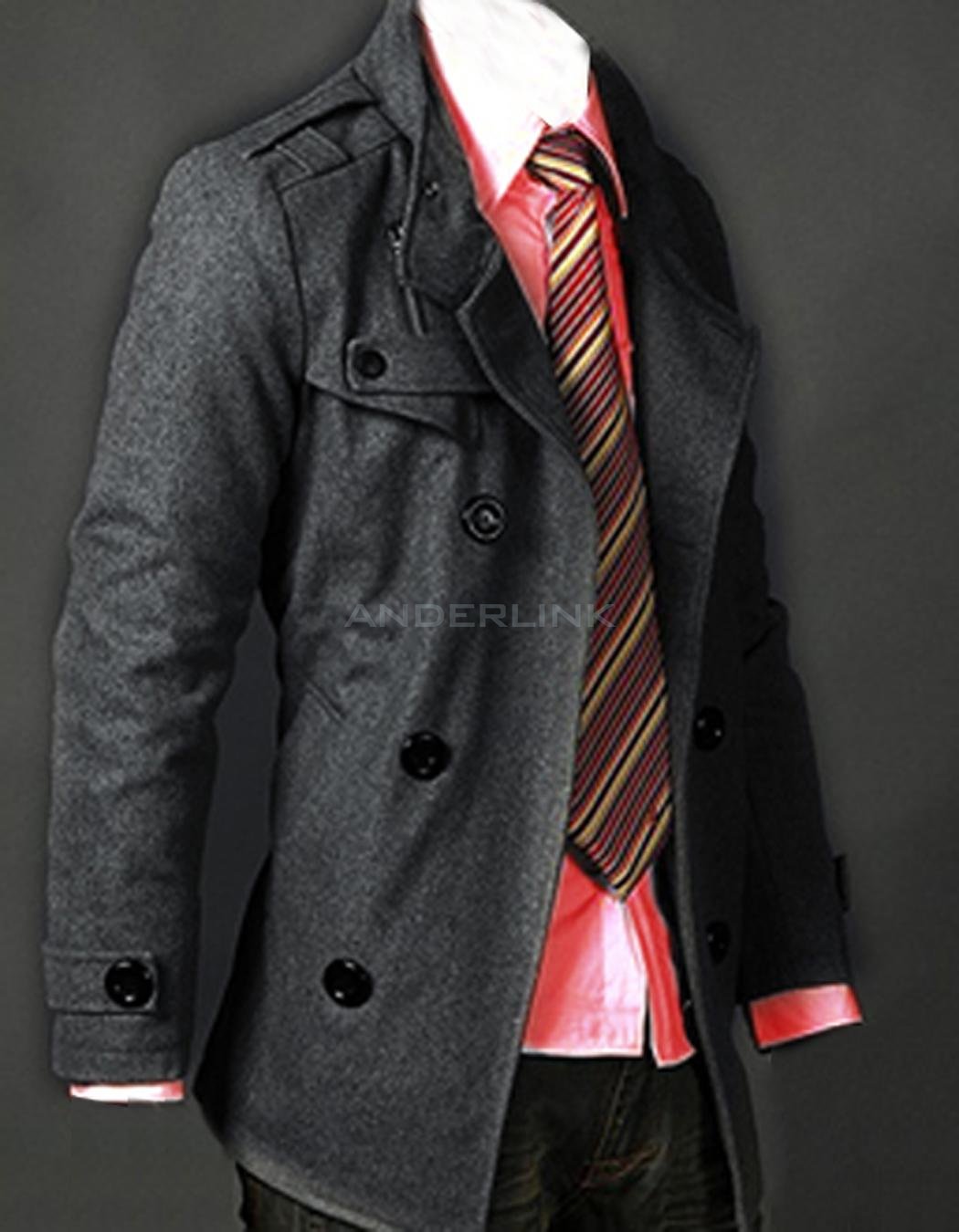 Men Trench coat Jacket Double Pea Breasted Overcoat Topcoat Tops Trenchcoat