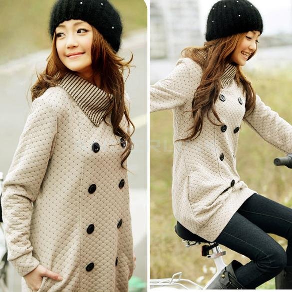 unknown Fashion New Korea Jacket Womens Fashion Grid Knitting Top Long Coat Top Hot Sale