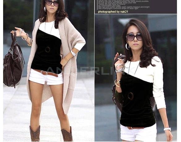 unknown Hot Womens Splice Casual Long Sleeve Round Neck T-Shirt 5 Colors