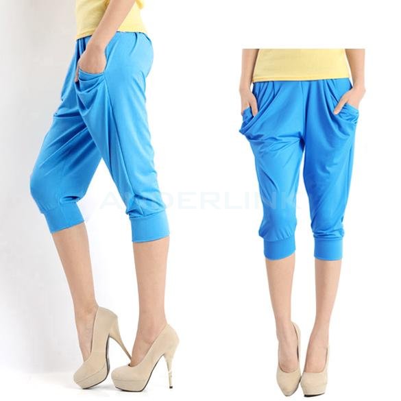 unknown Fashion Lady's Colorful Drape Harem Pants Hip-Hop Stretch Trousers 5 Colors