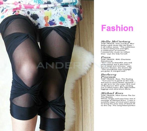 unknown New Sexy Fashion Women's Lady Ripped Stretch Vintage Style Tights Legging Pants Black Leggings