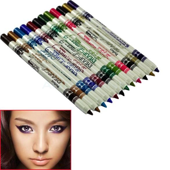 unknown 12 Lip Eyebrow Plastic Glitter Pencil Pen Cosmetic Makeup Set Kit Eyeliner