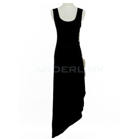 unknown Korean Sexy Womens Summer Unique Asymmetrical Ruched Stretch Cotton Long Tank Maxi Dress