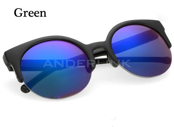 unknown Fashion Unisex Retro Designer Super Round Circle Cat Eye Semi-Rimless Sunglasses Glasses Goggles