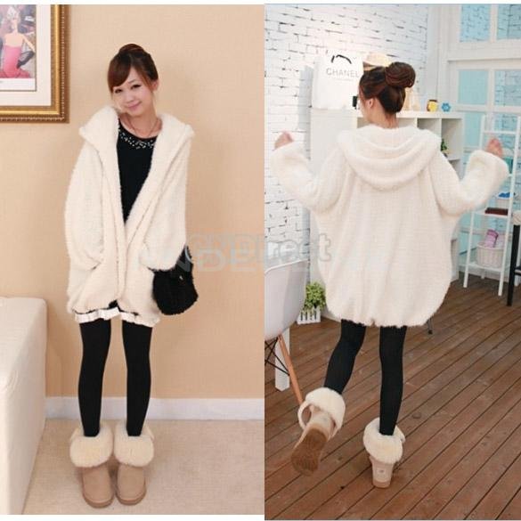 unknown Fashion Women's Cute Loose Hoodie Hooded Warm Coat Jacket Overcoat White Hot Sell 2014