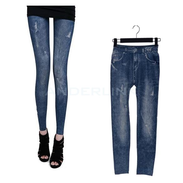 unknown Sexy Women Jeggings Stretch Skinny Leggings Tights Pencil Pants Hole Jeans