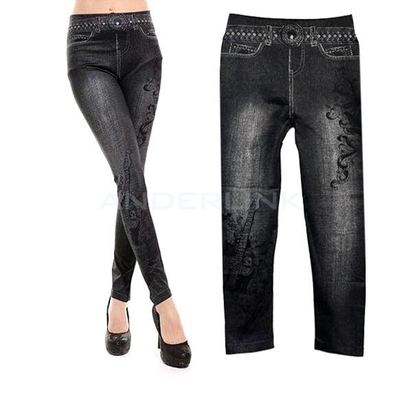 unknown Fashion Women's musical note Pattern Ladies Casual Tights Stretch Skinny Pants Jean Legging 2 Colors