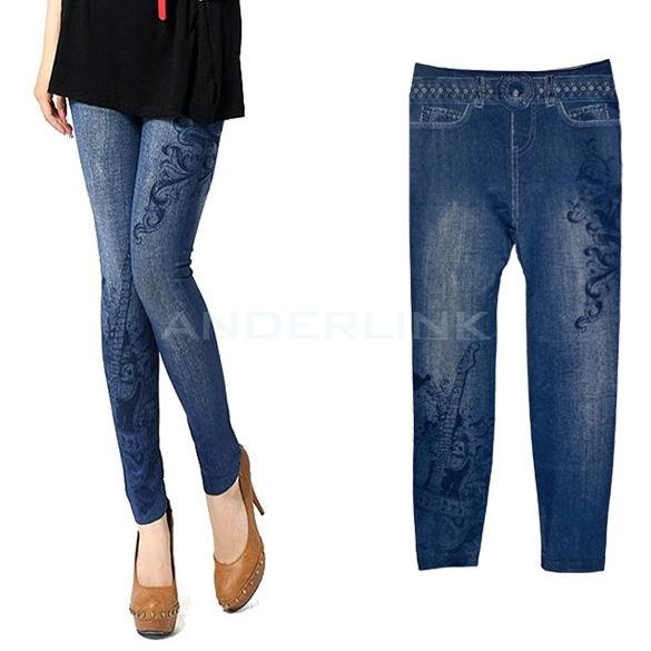 unknown Fashion Women's musical note Pattern Ladies Casual Tights Stretch Skinny Pants Jean Legging 2 Colors