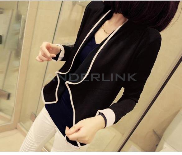 unknown Women's Ladies Long Sleeve shoulder pad All-Match Loose Short Jacket Coat