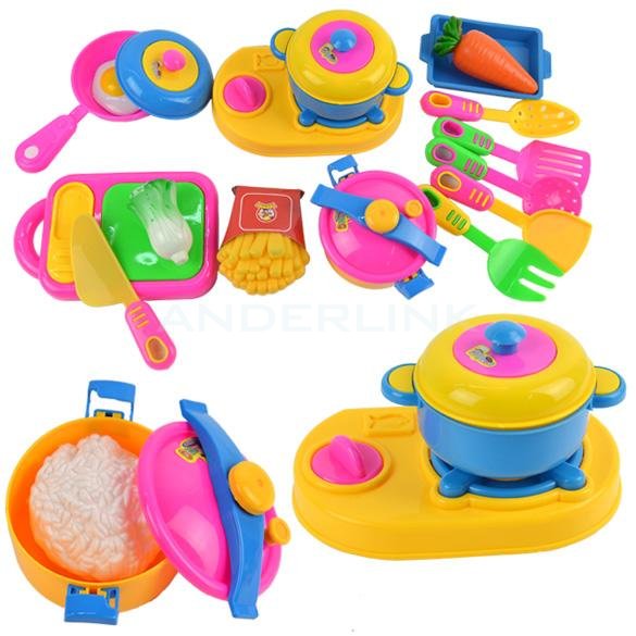 unknown 17pcs Play House Toys Small Chef Kitchenware Simulation Kitchen Utensils Toy Baby Children Early Educational Tool