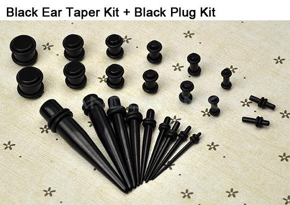 unknown 23 Pc Ear Taper+ PLUG Kit 14G-00G 1.6mm-10mm Gauges Expander Set Stretchers
