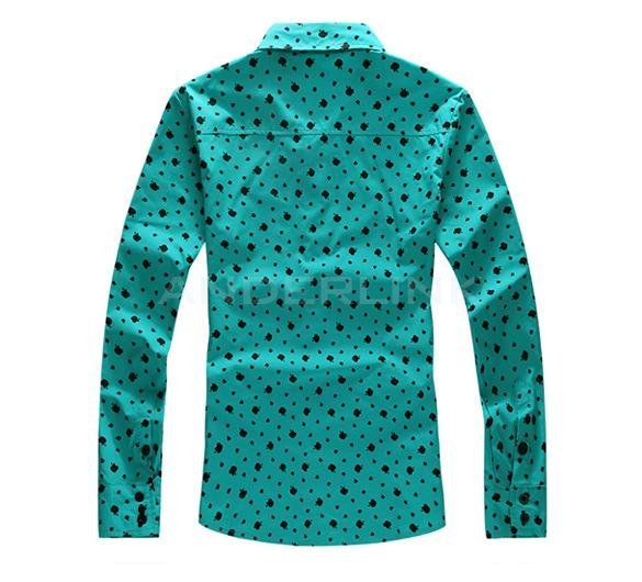 Fashion Men"s Casual Slim Fit Printing Design Long Sleeve Shirts 3Colors 4Size