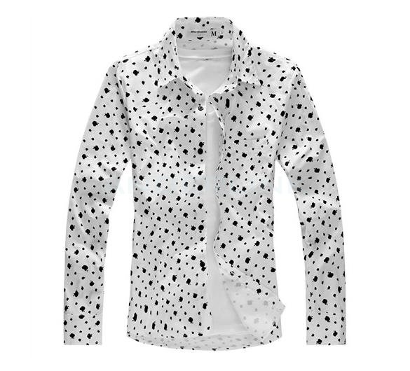 Fashion Men"s Casual Slim Fit Printing Design Long Sleeve Shirts 3Colors 4Size